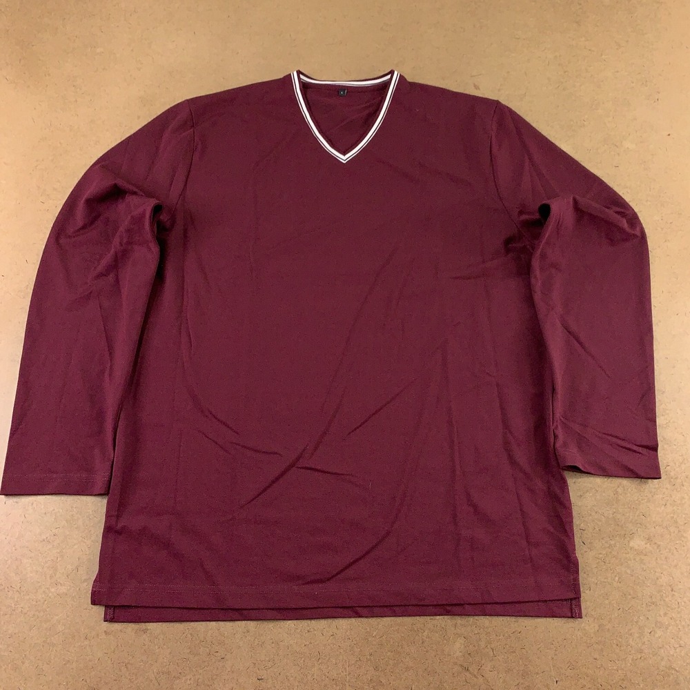 ALTAIREGA Men's Size Large Slim Fit Burgundy V Neck Lightweight Sweater New